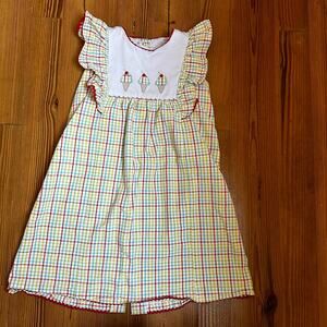 Shrimp & Grits Kids primary color ice cream apron dress SIZE 7